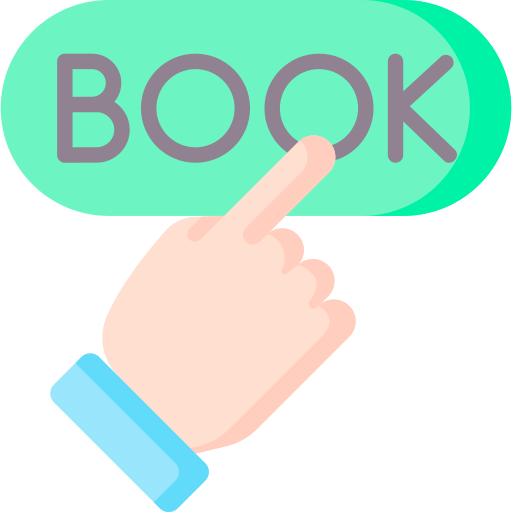 Icon with a hand pointing to a 'Book Now' button, symbolizing easy access to booking tours in Monteverde, Costa Rica